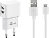 Goobay Juego De Carga Dual Micro-Usb 18 Vatios, Cargador Blanco, 2,4 A, Cable De 1 Metro Usb-A > Micro-Usb 44985