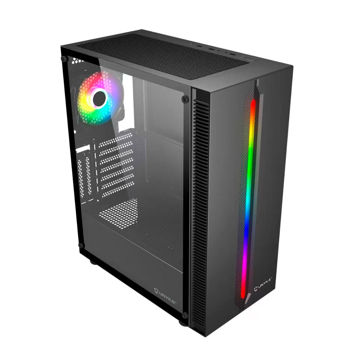 Unykach Armor Lumina Black Caja Atx, Micro Atx, Mini Itx - Lateral De Vidrio Templado - Iluminacion Argb - 3.5" Y 2.5"