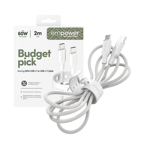 EAN 5715685027642 - PanzerGlass empower™ by ® Racing 60W USB-C to USB-C Cable | USB 2.0 | 2M | Silver White cable USB Blanco imagen 5