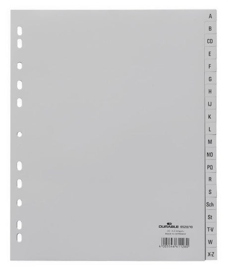 EAN 4005546611280 - Durable 652010 lengüeta de índice Separador alfabético con pestaña Gris imagen 1