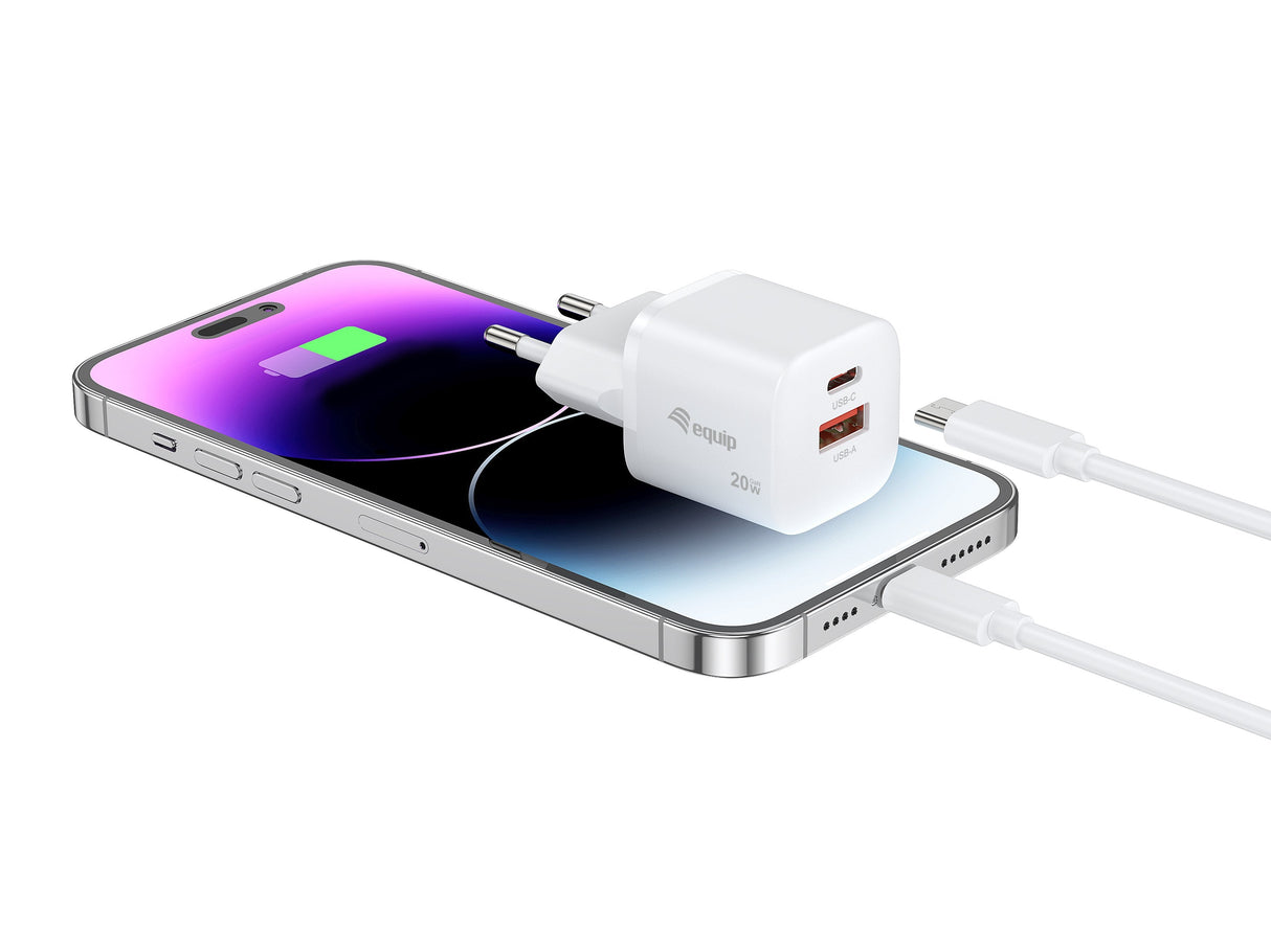 Equip Cargador 2port Usb-C Pd3.0/Usb-A Gan 20w Üss Ws