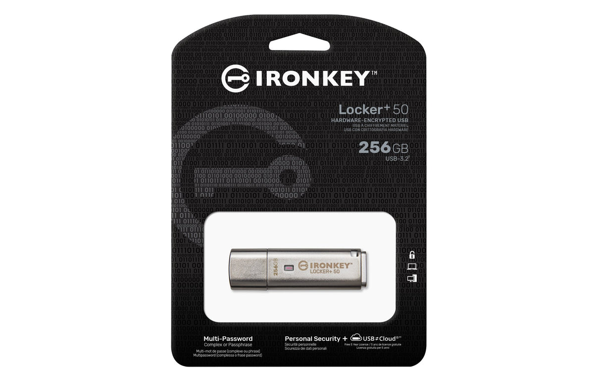 Pendrive Kingston Ironkey Locker+ 50 256gb Usb 3.0 Iklp50/256gb