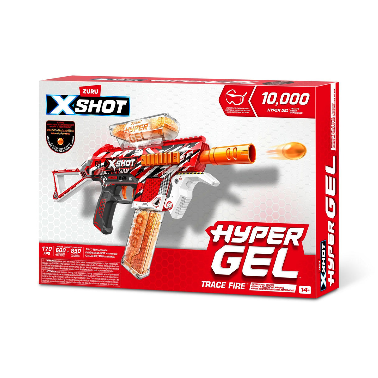 Zuru X-Shot - Hyper-Gel Blaster Trace Fire, Lanzador De Gel Incluye 10.000 Bolas 36621