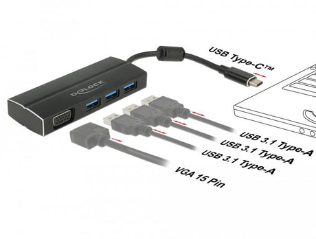 EAN 4043619639328 - DeLOCK 63932 base para portátil y replicador de puertos USB 3.2 Gen 1 (3.1 Gen 1) Type-C Negro imagen 2