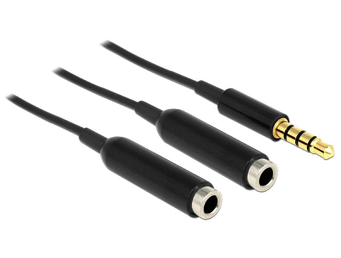 Delock 65575 Adaptador 3,5mm -> 2x 3,5mm M/H 0.25m Negro