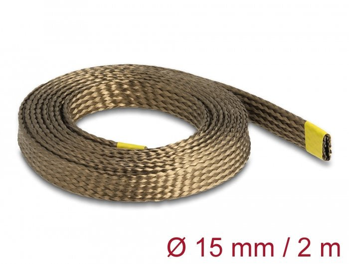 Delock Manguito Trenzado Fabricado Con Fibras De Basalto De 2 Mx 15 Mm, Marrón