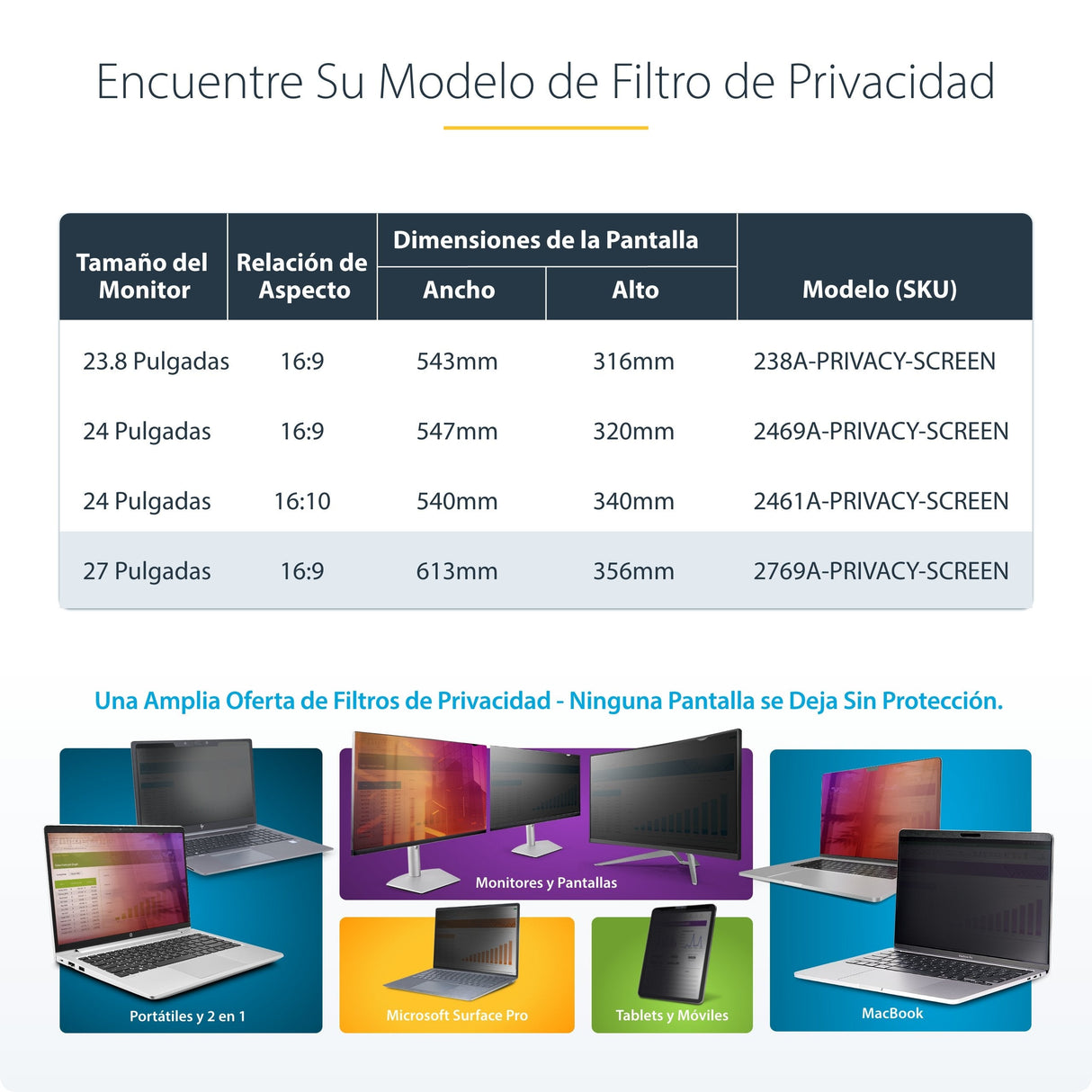Filtro De Privacidad Startech.Com  16:9 Para Monitor De 27"  Ángulo De Visión De +/- 30° - Brillante