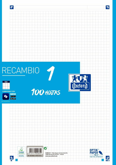 EAN 8412771022655 - Oxford 400106620 papel de cuaderno 210 x 297 mm (A4) 100 hojas imagen 1
