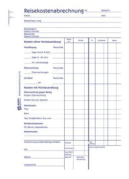 Avery Zweckform Formular Para Reisekosten - 50 Hoja - A5 (148 X 210 Mm)