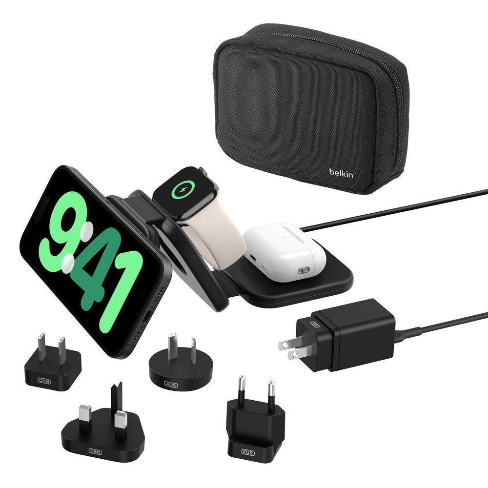 Belkin Boost Charge Pro Qi2 3in1 Magn.Reiselade.+Tipps Wiz024hqbk