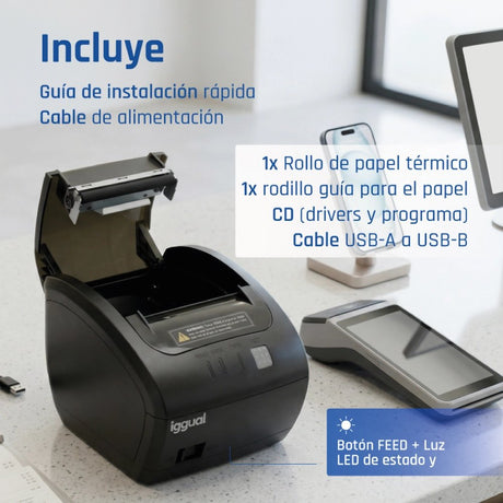EAN 8435364319321 - iggual TP Easy 80 WiFi 203 x 203 DPI Inalámbrico y alámbrico Transferencia térmica Impresora de recibos imagen 11