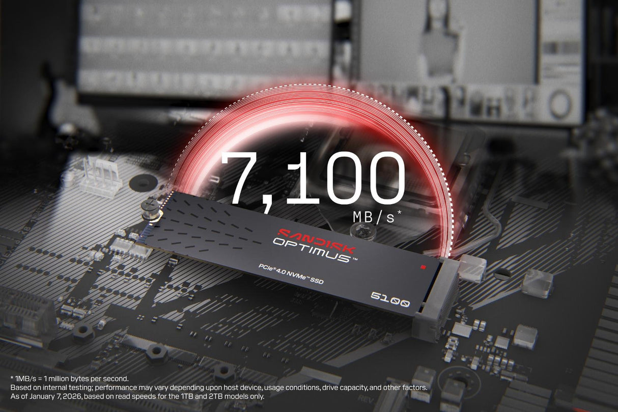 Disco Ssd Sandisk Optimus 5100 2 Tb Interno M.2 2280 Pcie 4.0 X4 (Nvme) Sdsp51200tan-000