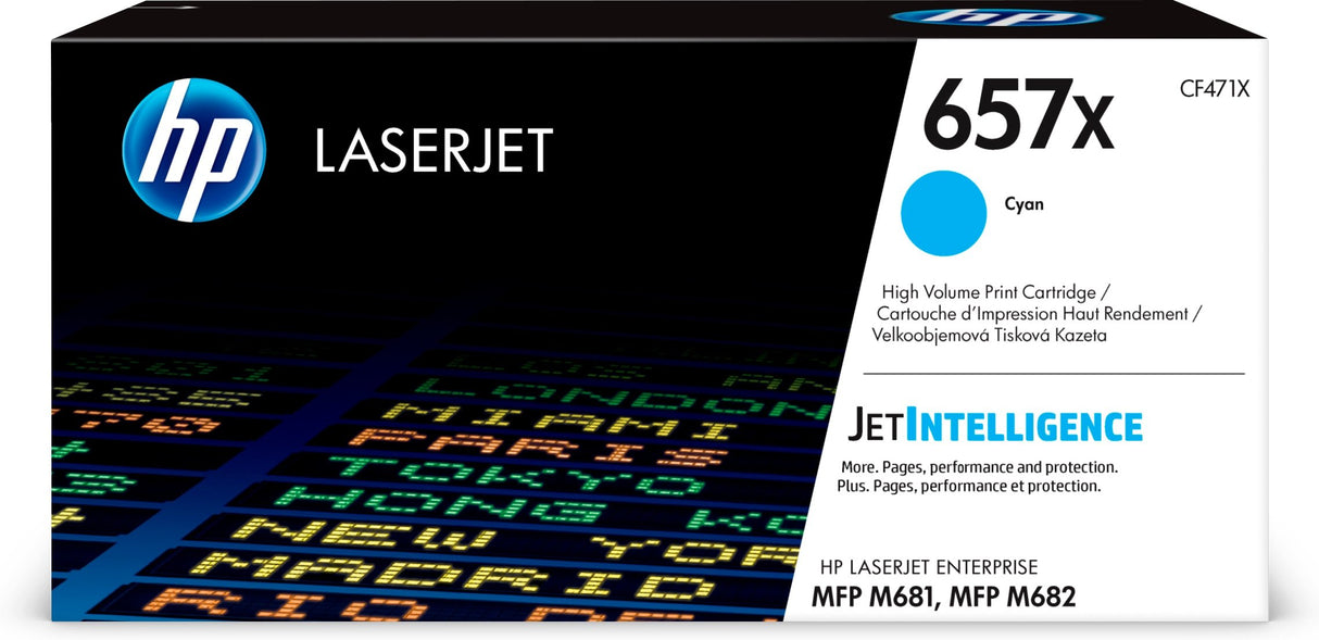 EAN 0889894325501 - HP 657X High Yield Cyan Original LaserJet Toner Cartridge cartucho de tóner 1 pieza(s) imagen 1