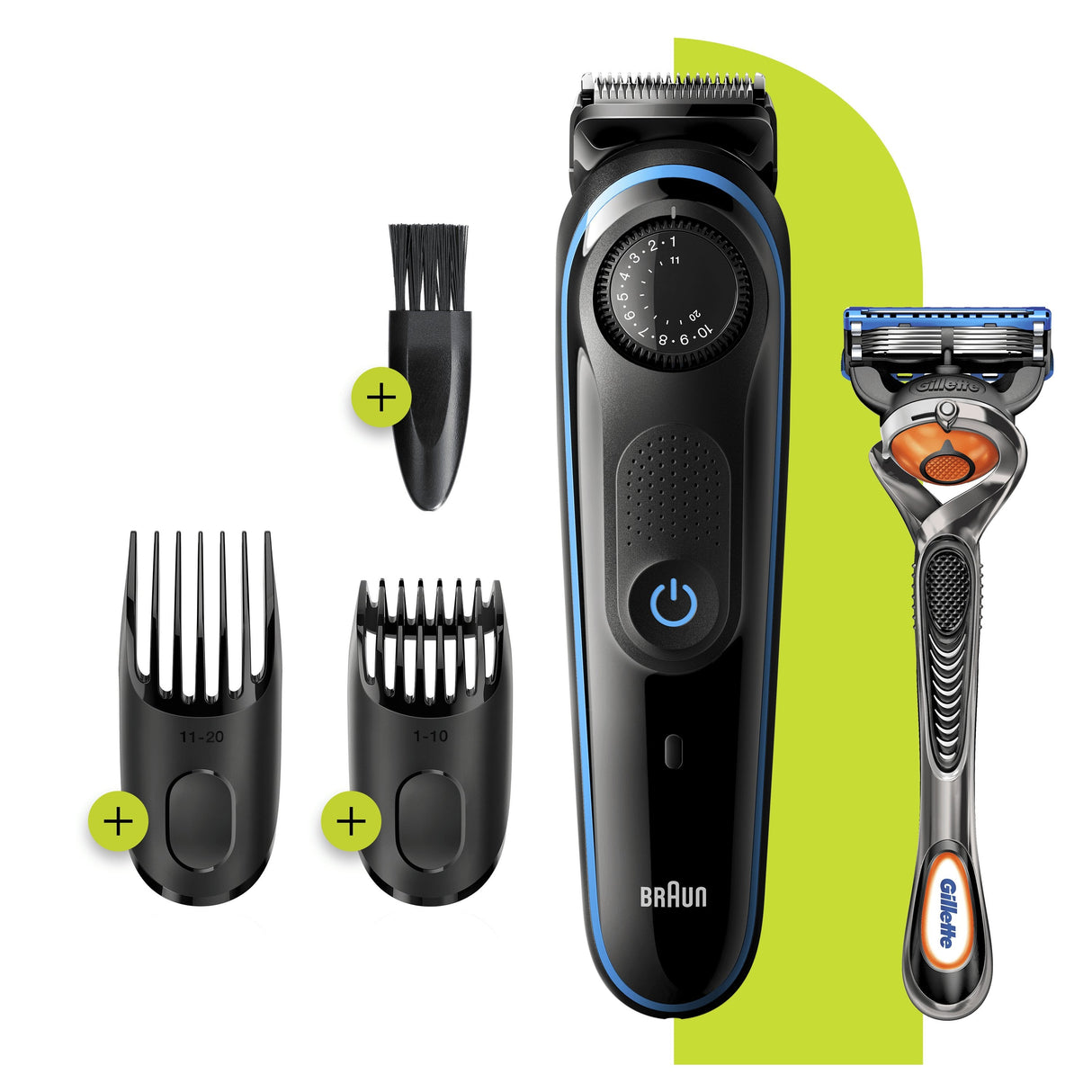 Barbero Cortapelos Braun Bt3240 + Gillete Fusion 39 Ajustes Barba Lavable Control Giratorio