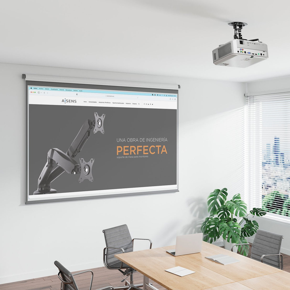 Aisens Soporte Universal Giratorio - Inclinable De Techo Para Proyector - Hasta 13.5kg - Negro