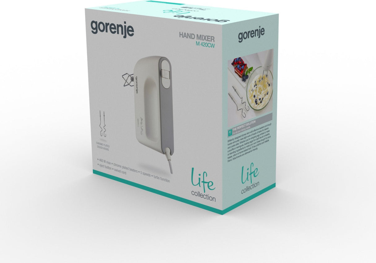 Batidora De Mano Gorenje M420cw, Potencia 450 W, 5 Velocidades, Color Blanco.