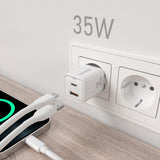 Aisens Cargador Gan 35w, 1xusb-C Pd3.0 Qc4.0, 1xusb-A Qc3.0, Blanco