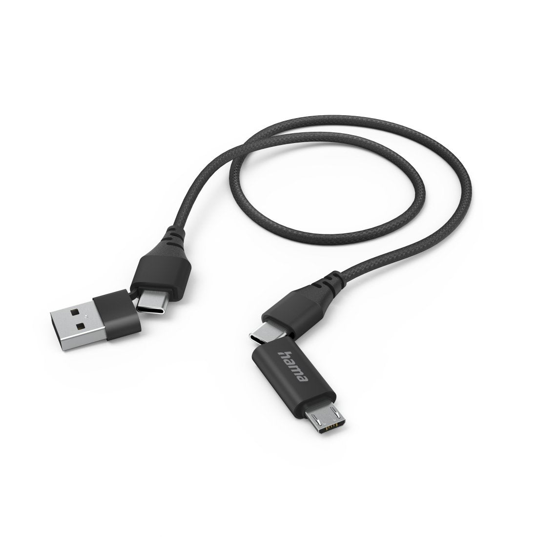 Cable Hama  00201537 / 4in1 Usb-A Micro-B Usb-C Negro