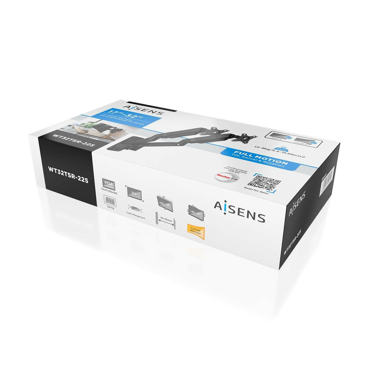 Aisens Soporte De Pared Pro Contrapeso Giratorio E Inclinable Para Monitor/Tv 9kg (3 Pivotes - 2 Brazos) De 17-32 -