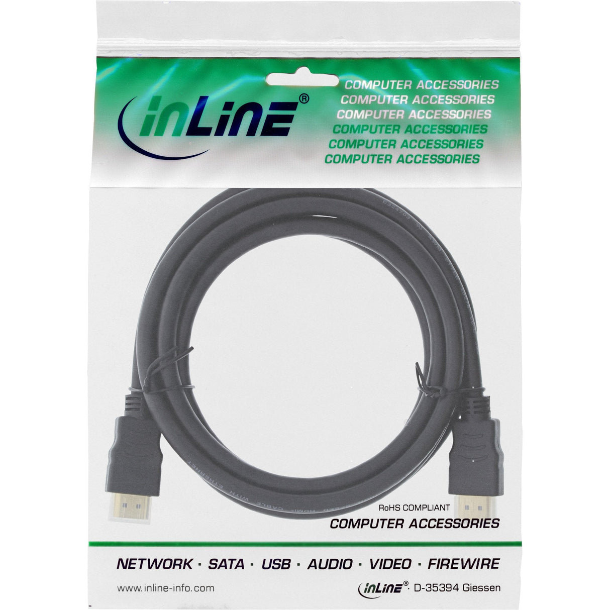 Cable Hdmi De Inline Con Ethernet Macho A Macho Negro 3m