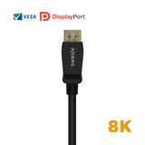Aisens Cable Displayport Certificado V1.4 8k@60hz - Dp/M-Dp/M - 0.50m - Negro