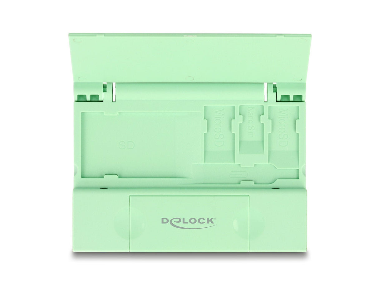 Delock Card Reader Usb 5 Gbps Usb Type-C   Typ-A Für Sd Und Micro Sd Speicherkarten Mit Praktischem Speicherkarten Etui - Mint