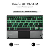 Teclado Bluetooth Subblim Smbt51 Con Touchpad Smart Blacklit Grey Bt 3.0 Teclas Iluminadas Batería 420mah Compatible Multidispositivo