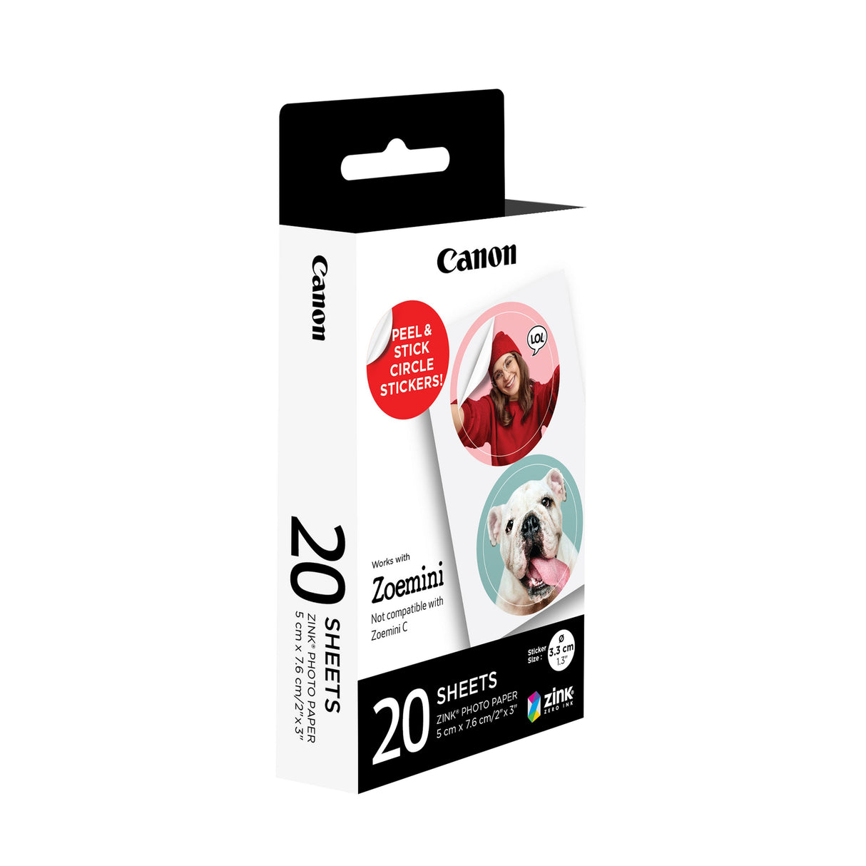 Canon Zp-2030-2c Zink Circle Sticker 3,3 Cm (20 Sheet)