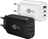 Cargador  65w Usb 3 Puert. 2 X Usb-C 1 X Usb-A Blanco Gan Pd Qc3.0 Salida Lateral Goobay