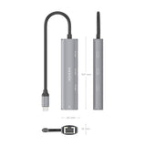 Aisens Dock Usb-C A Ethernet Gigabit + Hub 3xusb-C, Gris, 15cm