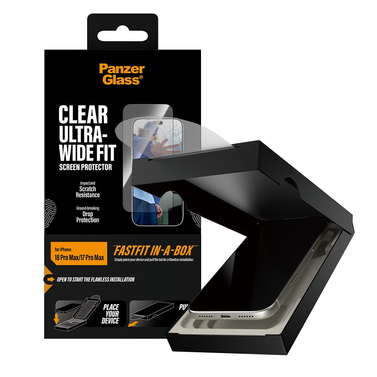 Panzerglass Displays. Ip 17/18 Pro Max Ultra Wide Fastfit Box