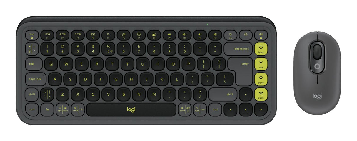 Teclado Ingles + Ratón Logitech Pop Icon Bluetooth Qwerty Internacional De Ee.Uu. Granito, Verde