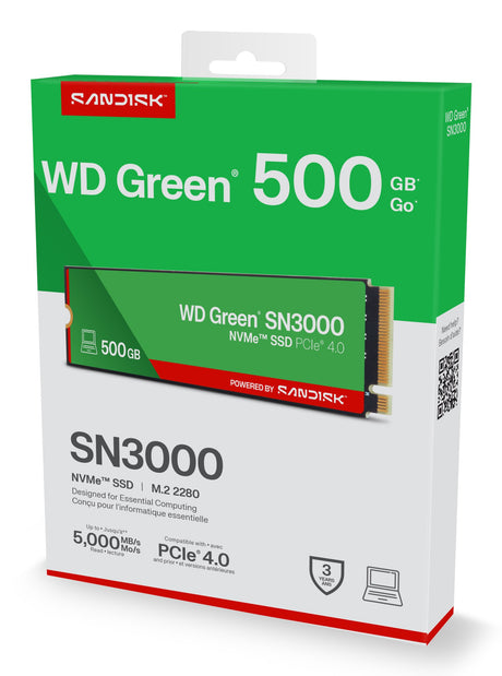 EAN 0718037904634 - SanDisk Green WD SN3000 NVMe 500 GB M.2 PCI Express 4.0 QLC 3D NAND imagen 6