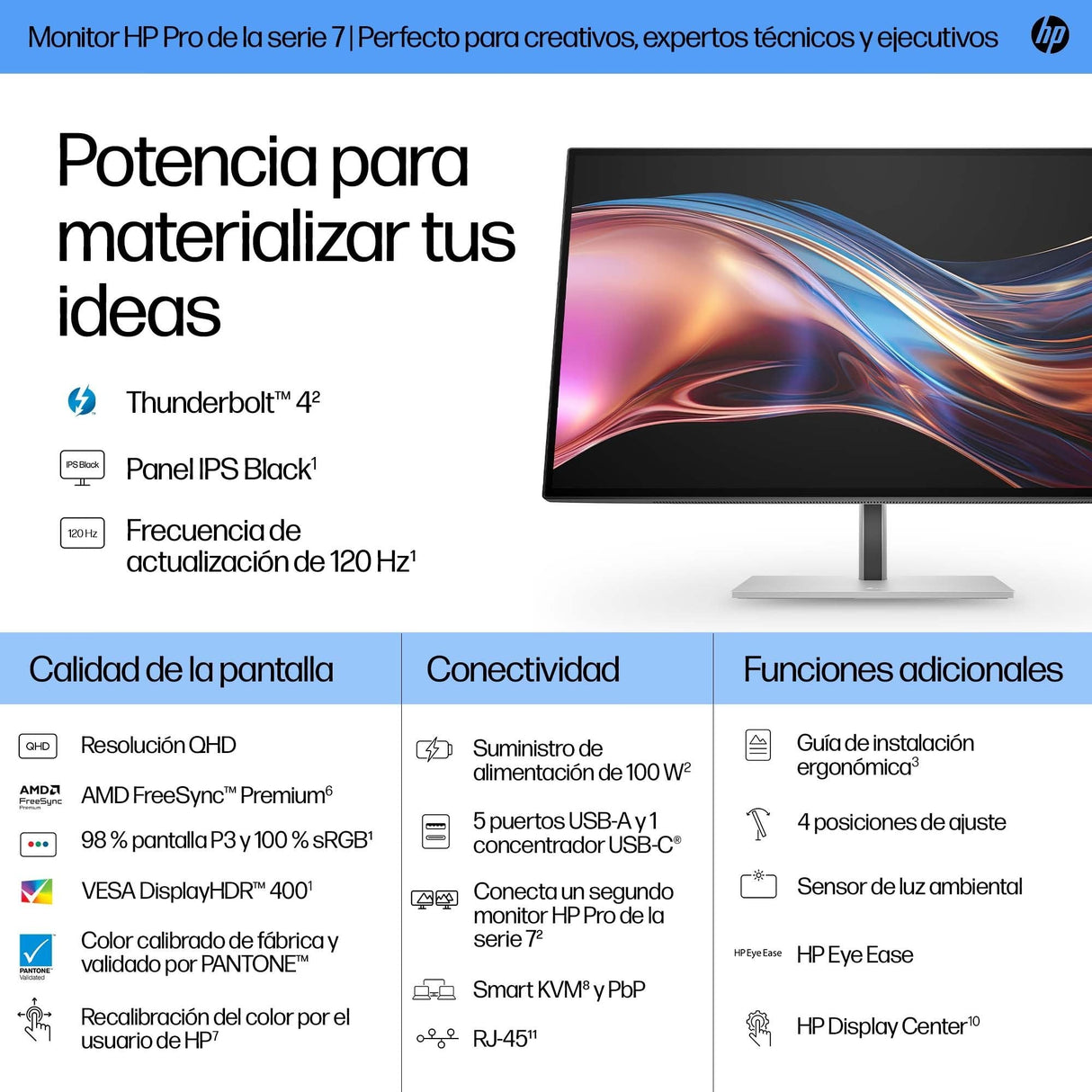 EAN 5715063748701 - HP Series 7 Pro 27 inch QHD Thunderbolt 4 Monitor - 727pu pantalla para PC 68,6 cm (27") 2560 x 1440 Pixe imagen 3