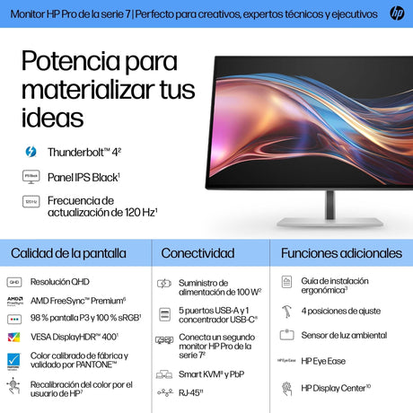 EAN 5715063748701 - HP Series 7 Pro 27 inch QHD Thunderbolt 4 Monitor - 727pu pantalla para PC 68,6 cm (27") 2560 x 1440 Pixe imagen 3