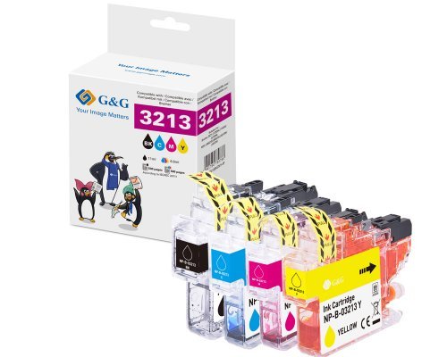 G&G Xl-Patronen 4er Set Para Brother Lc-3213val Bk/C/M/Y