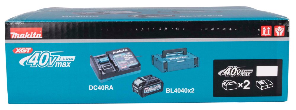 Makita Power Source Kit Li 40v 4ah, Cargador Negro/Azul, 2x Batería Bl4025, 1x Cargador Rápido Dc40ra, Makpac Tamaño 1