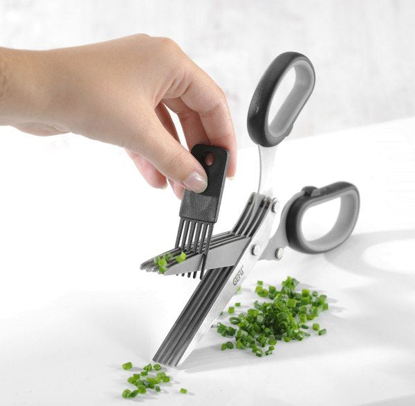 Gefu 12660 Tijera De Cocina Hierba Negro, Acero Inoxidable 19,1 Cm