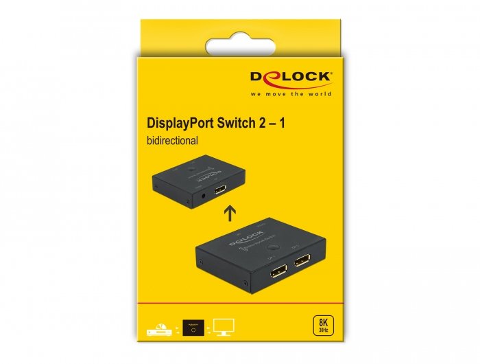 Delock Displayport 2 - 1 Conmutador Bidireccional 8k 30 Hz