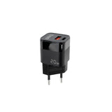 Tooq Cargador De Pared Usb-C/Pd + Usb-A/Qc 20w - Negro