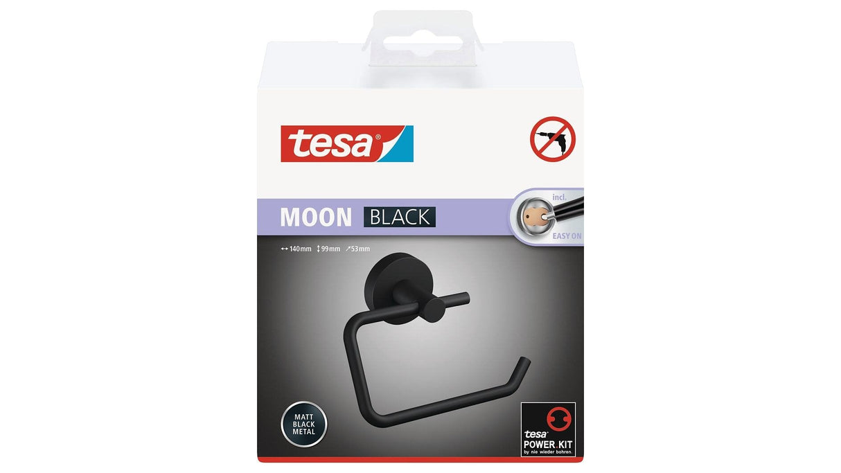 Portarrollos Papel Higienico Tesa Moon Black Montado En Pared Negro