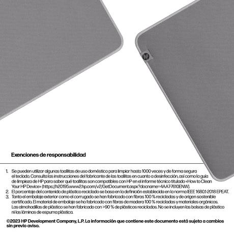 EAN 0197498446783 - HP 200 Sanitizable Desk Mat Gris imagen 5