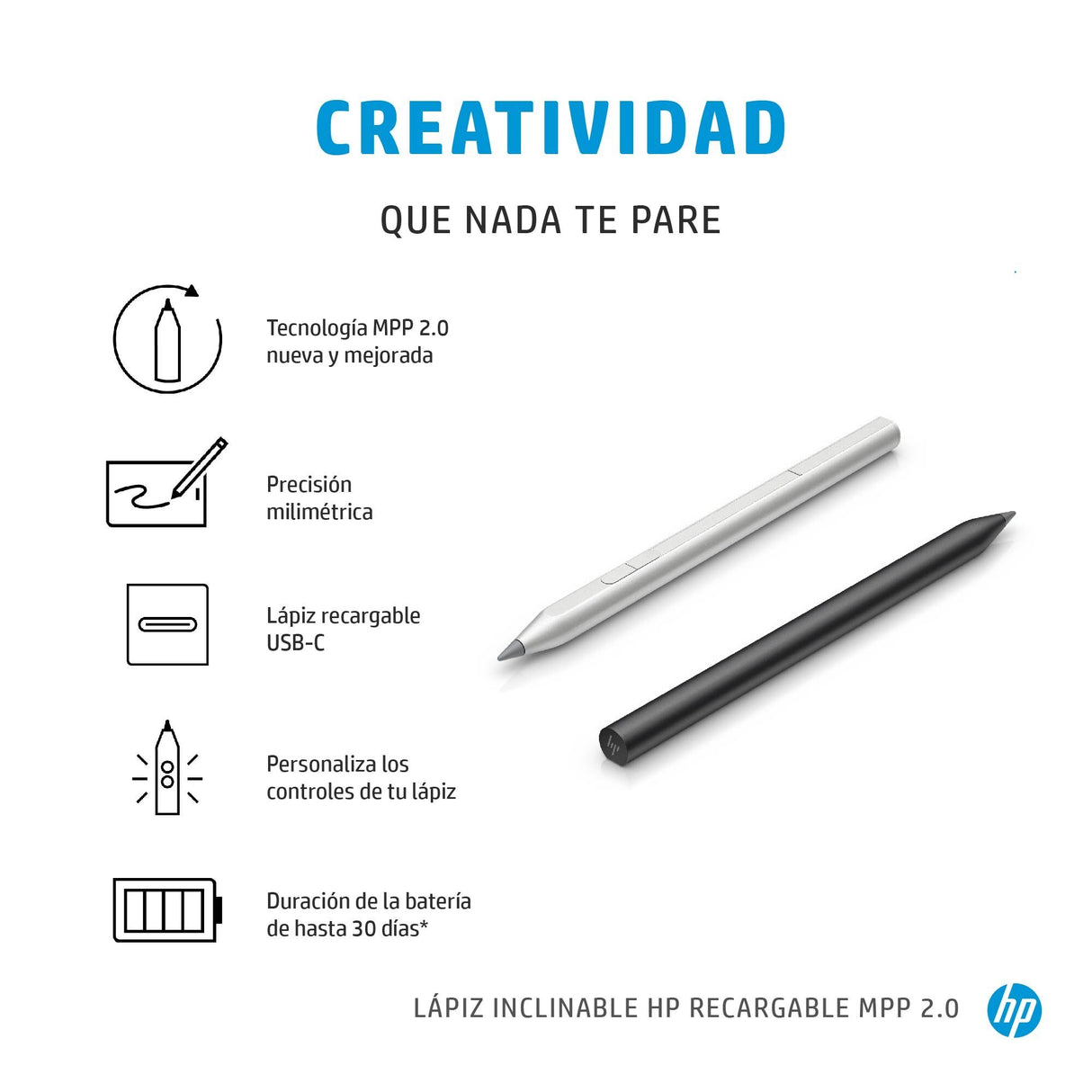 EAN 0194850725531 - HP Rechargeable MPP 2.0 Tilt Pen lápiz digital 10 g Plata imagen 4