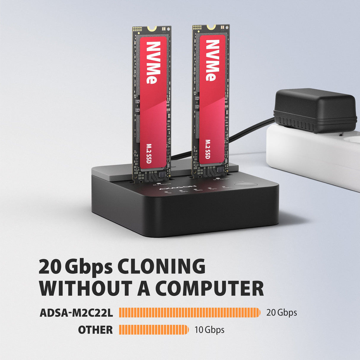 Adsa-M2c22l Base De Conexión Usb-C 3.2 Gen2x2 - 2 X Nvme M.2 20gbps