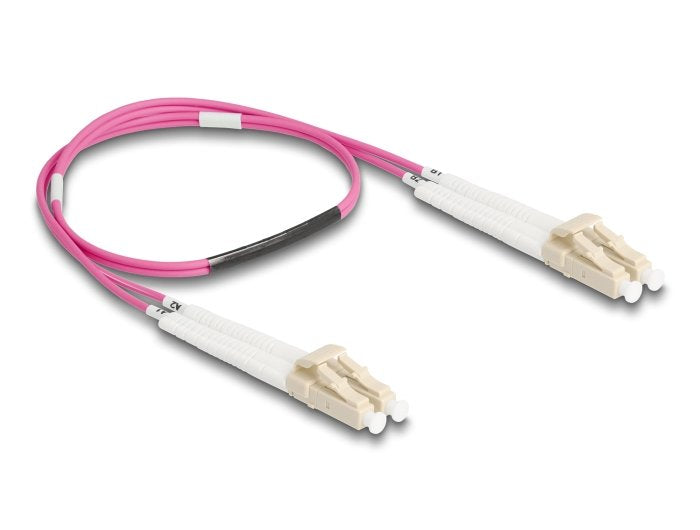 Delock Lwl Cable Lc Duplex A Lc Duplex Multimode Om4 Winkelbar 0,5 M