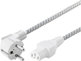Cable Alimentacion Cee-7/7 90º Schuko A C15 2,00 M Textil Negro-Plata Especial Altas Temperaturas Goobay 3