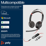 Poly Auriculares Estéreo Blackwire 5220 Usb-C + Conector De 3,5 Mm + Adaptador Usb-C/A