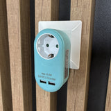 Entac Meckdosenadaptador + 2x Usb-A Azul
