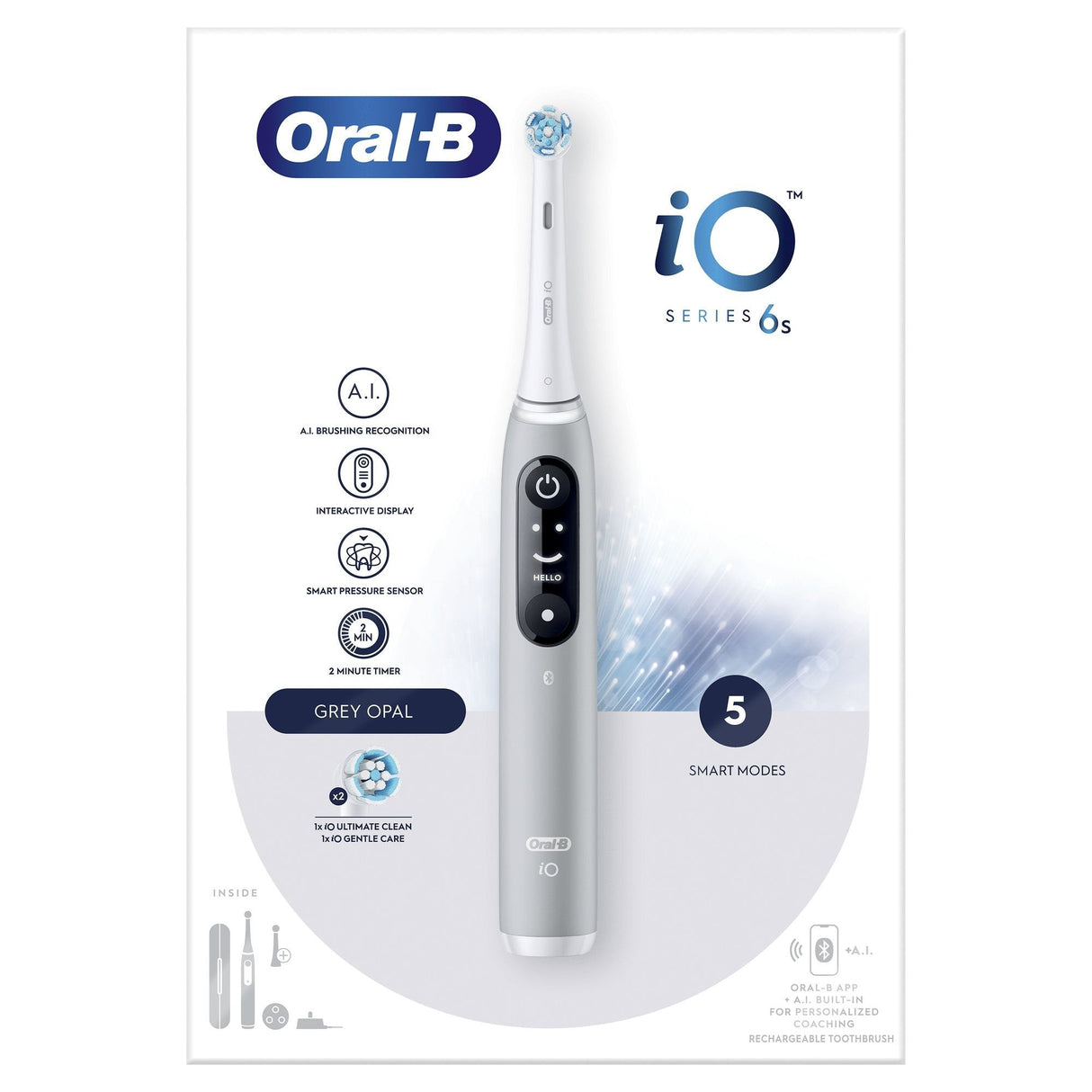 Oral-B Io6s Electric Toothbrush, Grey Opal