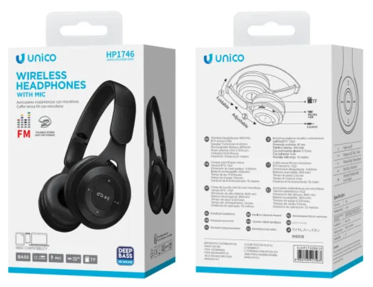 EAN 8052705417463 - UNICO HP1746 auricular y casco Auriculares Inalámbrico y alámbrico Diadema Llamadas/Música Bluetooth Negr imagen 2